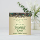 秋エメラルドグリーン金ゴールド結婚孔雀 招待状 (スタンド正面)