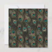 秋エメラルドグリーン金ゴールド結婚孔雀 招待状 (裏面)