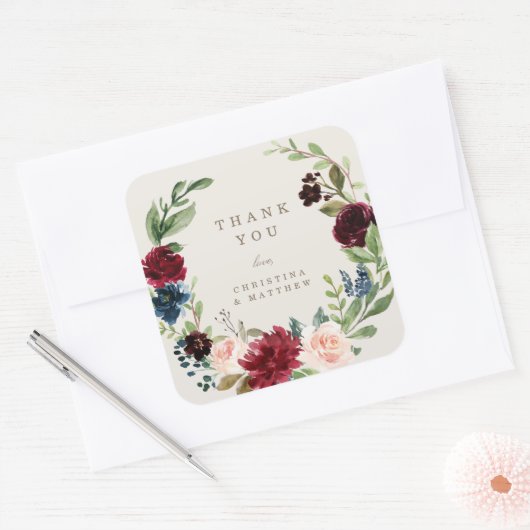 秋エレガンスサンキューステッカーラベル スクエアシール (封筒)