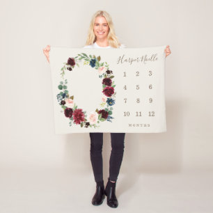 秋エレガンスベビーマイルストーンブランケット フリースブランケット