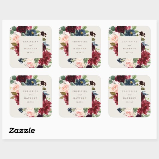 秋エレガンス結婚式の引き出物ステッカーラベル スクエアシール (シート)