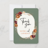 秋エレガントのオレンジのセージフローラ結婚 サンキューカード (正面)