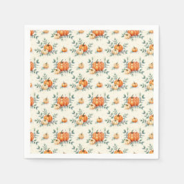 秋エレガントのカボチャとユーカリの水色 スタンダードカクテルナプキン