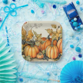 秋エレガントのカボチャ ペーパープレート (パーティー)