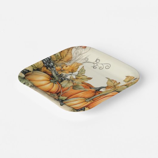秋エレガントのカボチャ ペーパープレート (傾斜あり)