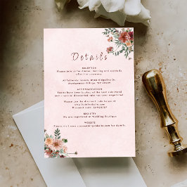 秋エレガントのピンクトーンの結婚詳細 エンクロージャーカード