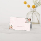 秋エレガントのピンク色結婚で プレイスカード (正面)