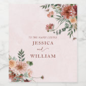 秋エレガントのピンク色結婚で ワインラベル (シングルラベル)