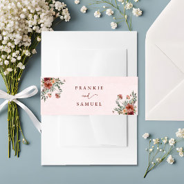 秋エレガントのピンク色結婚で 招待状ベリーバンド