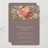 秋エレガントのフローラ感謝祭縁どディナー 招待状 (正面/裏面)
