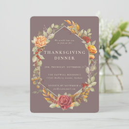 秋エレガントのフローラ感謝祭縁どディナー 招待状