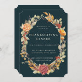 秋エレガントのフローラ感謝祭縁どディナー 招待状 (正面/裏面)