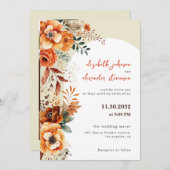 秋エレガントのフローラ結婚の1枚の写真 招待状 (正面/裏面)