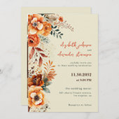 秋エレガントのフローラ結婚の1枚の写真 招待状 (正面/裏面)