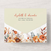 秋エレガントのフローラ結婚のQRコード オールインワン招待状 (裏面)