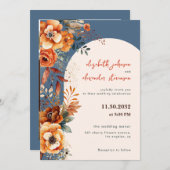 秋エレガントのフローラ結婚アーチの1枚 招待状 (正面/裏面)