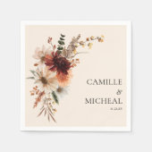 秋エレガントのフローラ結婚 スタンダードカクテルナプキン (正面)