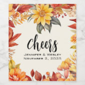 秋エレガントのフローラ結婚 ワインラベル (シングルラベル)