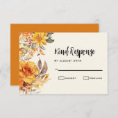 秋エレガントのフローラ結婚 出欠カード (正面/裏面)