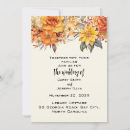 秋エレガントのフローラ結婚 招待状