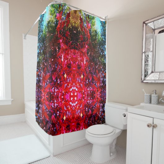 秋エレガントの木の赤いピンク葉の シャワーカーテン (インサイチュ)