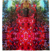 秋エレガントの木の赤いピンク葉の シャワーカーテン (正面)