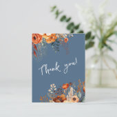 秋エレガントの植物写真結婚の青 サンキューカード (スタンド正面)
