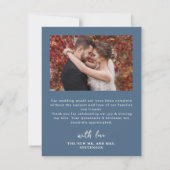 秋エレガントの植物写真結婚の青 サンキューカード (裏面)