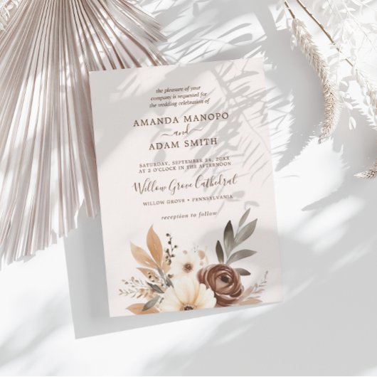 秋エレガントの水の色結婚 招待状