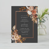 秋エレガントの水彩フローラ結婚の箔Inv 箔招待状 (立ち正面)