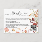 秋エレガントの水彩フローラ結婚詳細 エンクロージャーカード (正面)