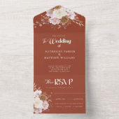 秋エレガントの水彩フローラ結婚 オールインワン招待状 (内側)