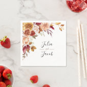 秋エレガントの水彩フローラ結婚 スタンダードカクテルナプキン (インサイチュ)