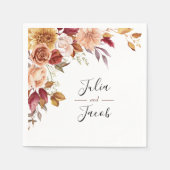 秋エレガントの水彩フローラ結婚 スタンダードカクテルナプキン (正面)