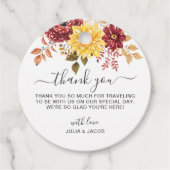 秋エレガントの水彩フローラ結婚 フェイバータグ (正面)