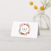 秋エレガントの水彩フローラ結婚 プレイスカード (裏面)