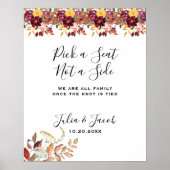 秋エレガントの水彩フローラ結婚 ポスター (正面)