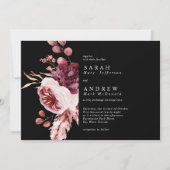 秋エレガントの水彩フローラ結婚 招待状 (正面)