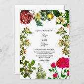 秋エレガントの水彩フローラ結婚 招待状 (正面/裏面)