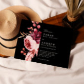 秋エレガントの水彩フローラ結婚 招待状
