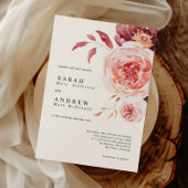 秋エレガントの水彩フローラ結婚 招待状