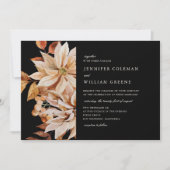 秋エレガントの水彩フローラ結婚 招待状 (正面)