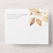 秋エレガントの水彩フローラ+白結婚色 オールインワン招待状 (裏面)