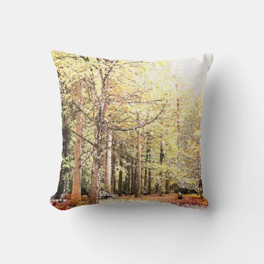 秋エレガントの水彩林 クッション (正面)