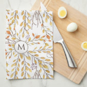 秋エレガントの紅葉のパーソナライズされた模様 キッチンタオル (四つ折り)