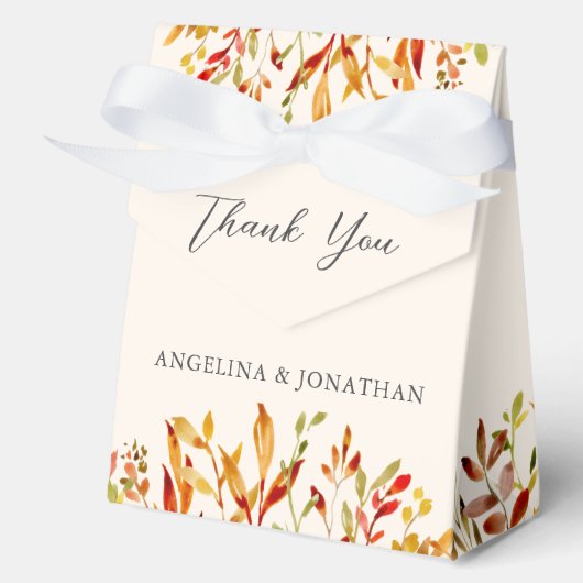 秋エレガントの結婚秋パーソナライズされた葉 フェイバーボックス (正面)