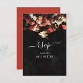 秋エレガントの花素朴婚式RSVPカード 出欠カード (正面/裏面)