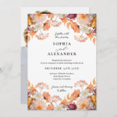 秋エレガントの花結婚の 招待状 (正面/裏面)