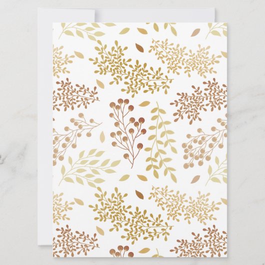 秋エレガントの茶結婚葉 招待状 (裏面)