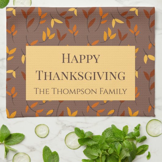 秋エレガントの葉 キッチンタオル (折り畳み)